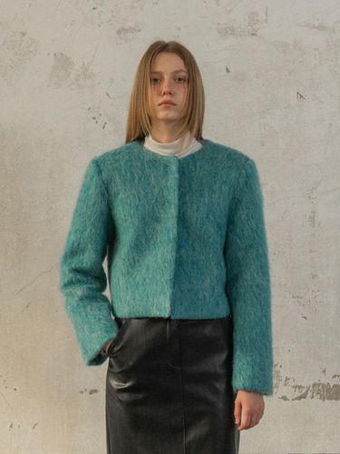 Sunny Crop Fur Jacket_CYAN - MORCEAU PAR MORCEAU - Modalova