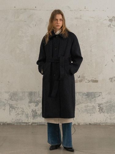 Alpaca Handmade Long Length Coat [NAVY] - MORCEAU PAR MORCEAU - Modalova