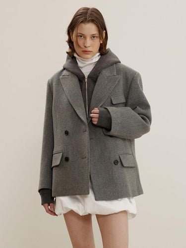 Double Face Wool Peaked Half Coat [Grey] - MAISONMARAIS - Modalova