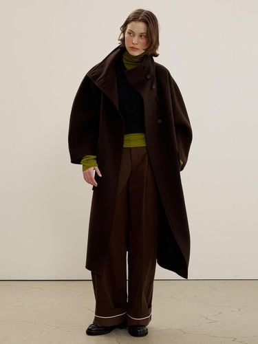 Funnel-neck Maxi Coat [Dark Brown] - MAISONMARAIS - Modalova