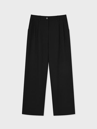 Double-pleated Wide Slacks [Black] - FALLETT - Modalova