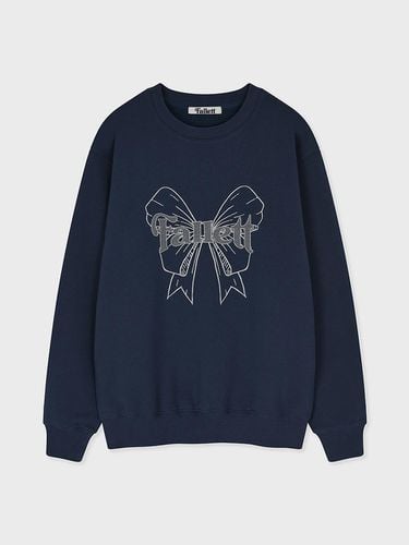 Ribbon Graphic Sweatshirt [Blue] - FALLETT - Modalova