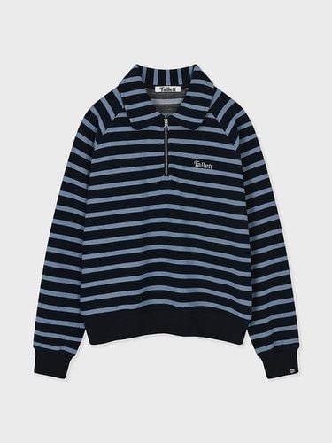 Striped Half-Zip Sweatshirt [Navy] - FALLETT - Modalova