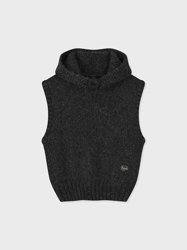 Knit Balaclava Hood Vest [Charcoal] - FALLETT - Modalova