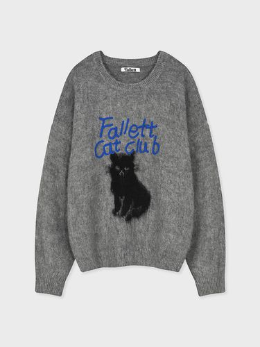 Cat Club Knit Sweater [Gray] - FALLETT - Modalova