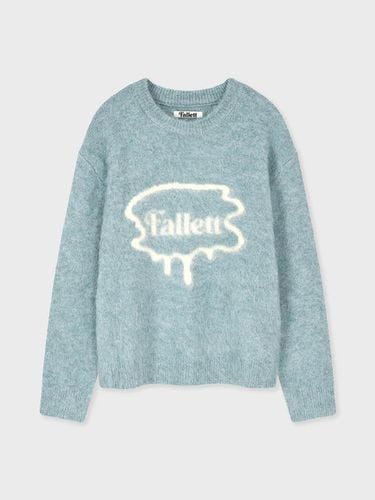 Brush Logo Boucle Knit [Sky Blue] - FALLETT - Modalova