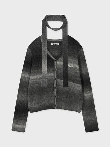 Gradient Stripe Knit Cardigan [Charcoal] - FALLETT - Modalova