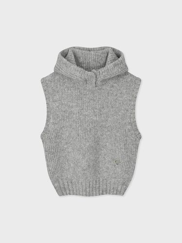 Knit Balaclava Hood Vest [Light Grey] - FALLETT - Modalova