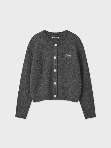 Logo Boucle Knit Cardigan [Grey] - FALLETT - Modalova