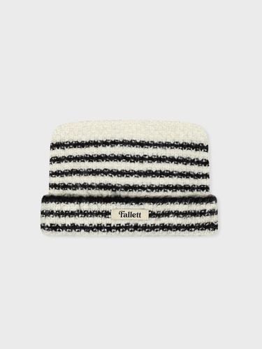 Mohair Stripe Beanie [Black] - FALLETT - Modalova