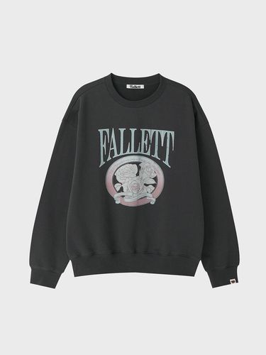 Vintage Rose Emblem Sweatshirt Charcoal - FALLETT - Modalova