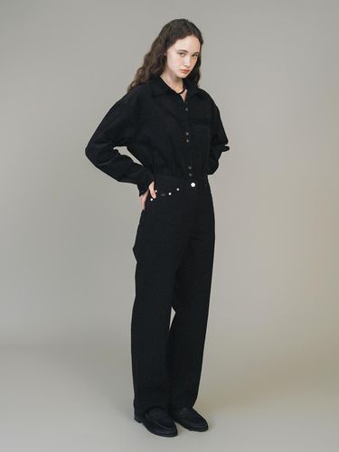 F Fleece Straight Cotton Pants_Black - ANEDIT - Modalova