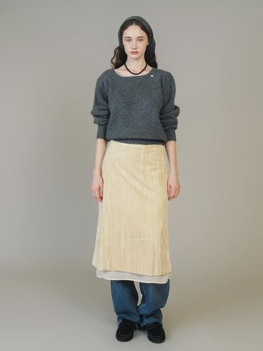 Wrinkle Velvet Layered Skirt [Beige] - ANEDIT - Modalova