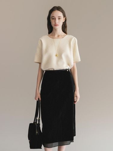 Wrinkle Velvet Layered Skirt [Black] - ANEDIT - Modalova