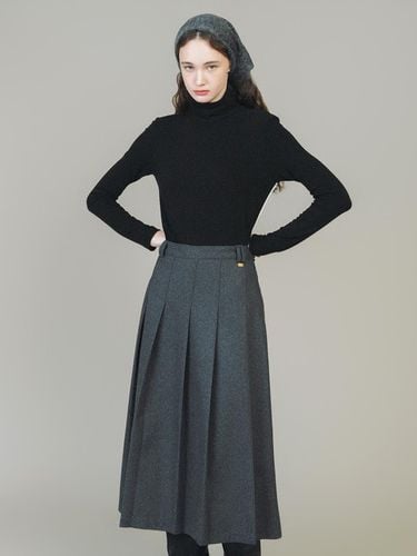 Ornament Button Pleated A-line Wool Blend Skirt - ANEDIT - Modalova