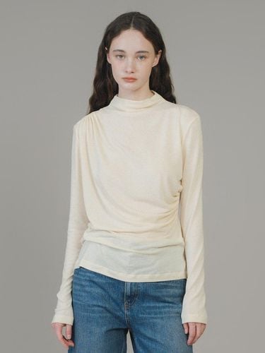 Half Neck Shirring Wool Tencel Long Sleeve T-shirt - ANEDIT - Modalova