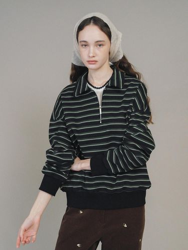 Loose Fit Stripe Half Zip-up Sweatshirt [Black] - ANEDIT - Modalova