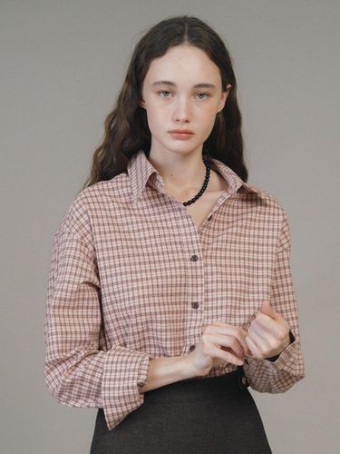 Check Fleece Semi-Loose Fit Shirt [Pink Brown] - ANEDIT - Modalova