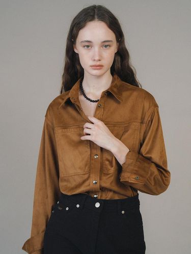 Suede Loose Fit Hip Length Shirt [Mocha] - ANEDIT - Modalova