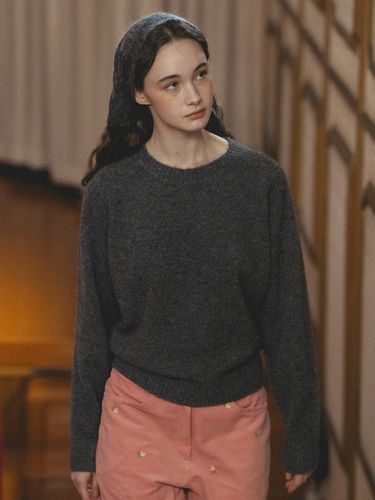 Cozy Wool Blend Crewneck Sweater [Cloud Gray] - ANEDIT - Modalova