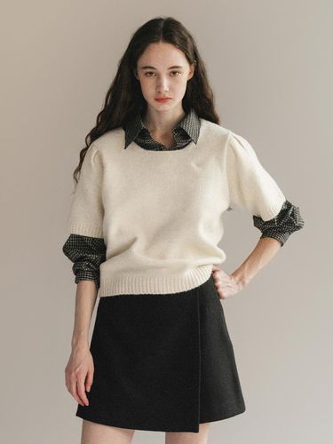 F Square Puff Half Sleeve Knit_Snow - ANEDIT - Modalova