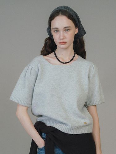 F Square Puff Half Sleeve Knit_Ashgray - ANEDIT - Modalova