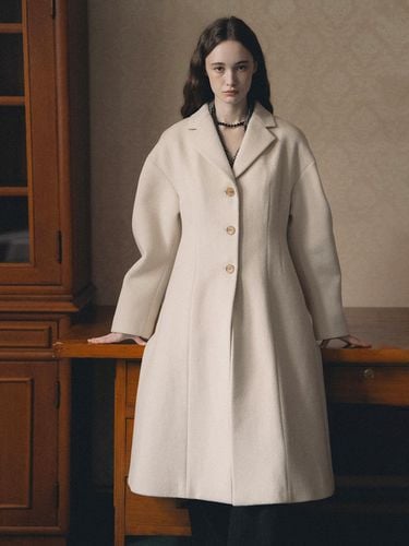 Wool Fitted A-line Coat [White Tea] - ANEDIT - Modalova