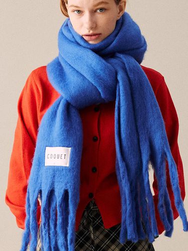 HAIRY SOLID LONG SCARF COBALT BLUE - COQUET - Modalova