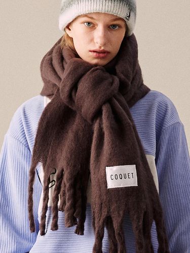 Hairy Solid Long Muffler [Brown] - COQUET - Modalova