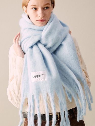 HAIRY SOLID LONG SCARF BABY BLUE - COQUET - Modalova