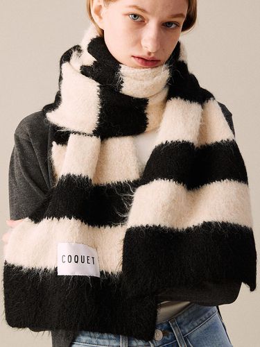 STRIPE LONG SCARF BLACK - COQUET - Modalova