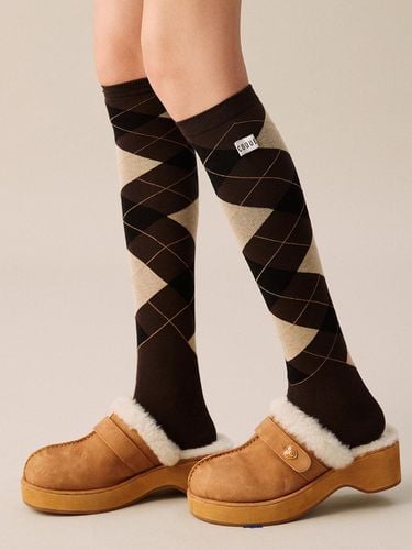 Argyle Cotton-Spandex Over Knee Socks [] - COQUET - Modalova