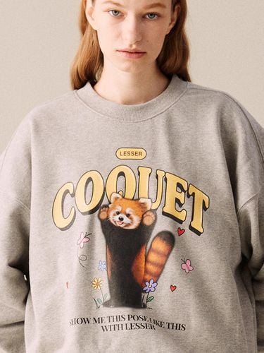 Overfit Threatening Pose Cotton Sweatshirt [Gray ] - COQUET - Modalova