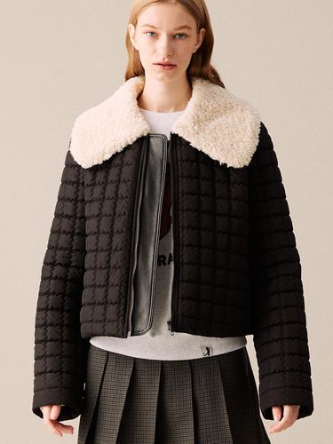 Fur Collar Quilted Padded Jumper [Beige] - COQUET - Modalova