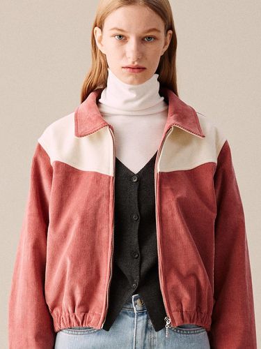 Western Cropped Corduroy Fleece-Lined Jacket [Pink] - COQUET - Modalova