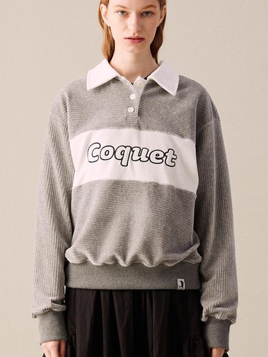 Corduroy Pique Half-Collar Loose Sweatshirt [] - COQUET - Modalova