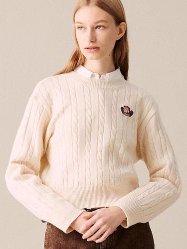 Cable Pattern Logo Pullover Knit [Ivory] - COQUET - Modalova