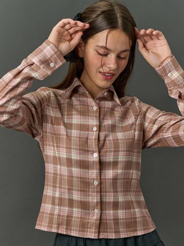 Fall Winter Napping Cropped Check Shirt - Pink Bro - CITYPOPZ - Modalova