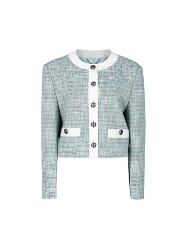 TWEED CROPPED JACKET (BLUE) - YCH - Modalova