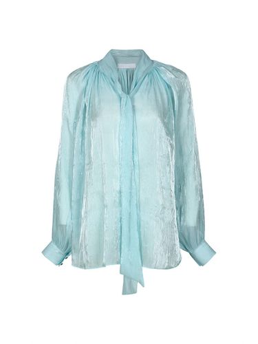 HIGH NECK TIE BLOUSE (LIGHT BLUE) - YCH - Modalova