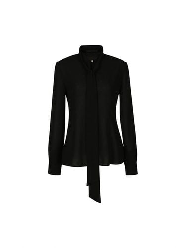 HIGH NECK TIE BLOUSE (BLACK) - YCH - Modalova