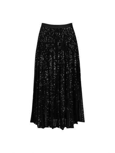 SEQUIN PLEATED SKIRT (BLACK) - YCH - Modalova