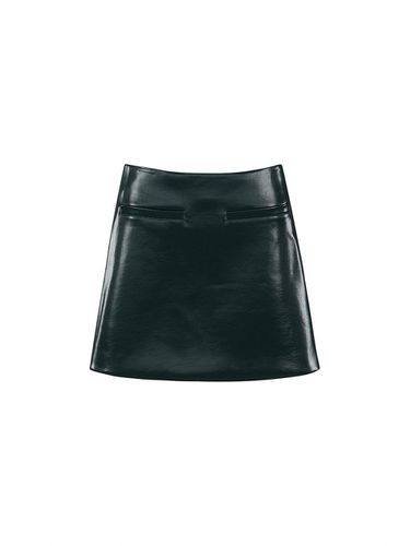 FAUX LEATHER MINI SKIRT (GREEN) - YCH - Modalova