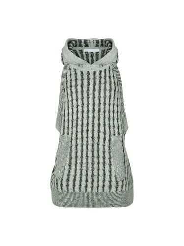 RIBBED KNIT HOODED VEST (GREY) - YCH - Modalova