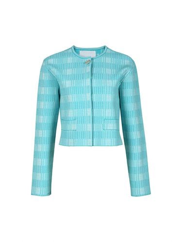 COLLARLESS KNIT JACKET (SKY BLUE) - YCH - Modalova