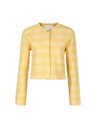 COLLARLESS KNIT JACKET (YELLOW) - YCH - Modalova