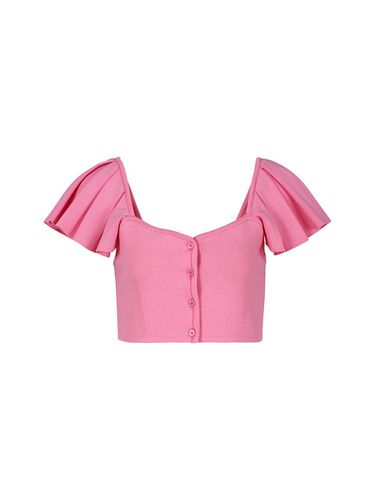 PUFF SLEEVE KNIT CROP TOP (PINK) - YCH - Modalova