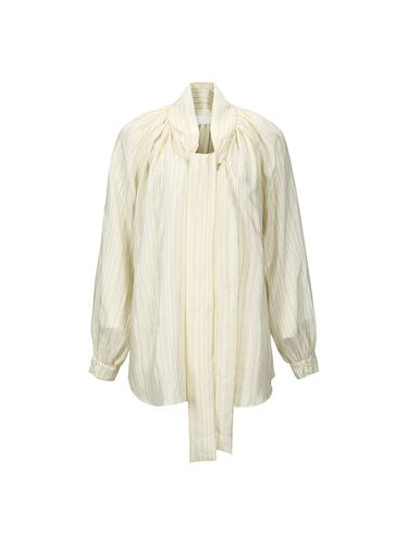 HIGH NECK TIE BLOUSE (CREAM) - YCH - Modalova