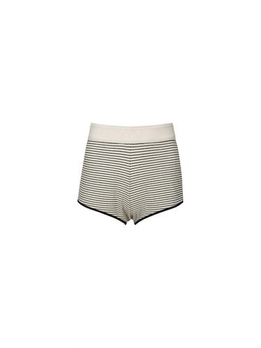 STRIPED COTTON BLEND SHORT (CREAM) - YCH - Modalova