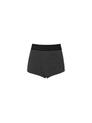 STRIPED COTTON BLEND SHORT (BLACK) - YCH - Modalova